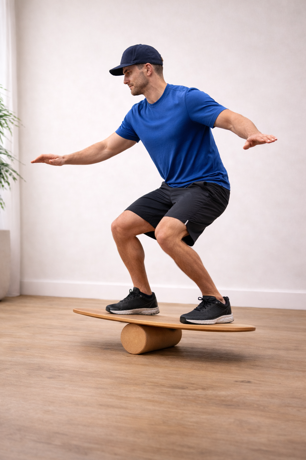 Balance Board  -Mountain-  Set aus massiver Eiche – inkl. Rolle & Halter